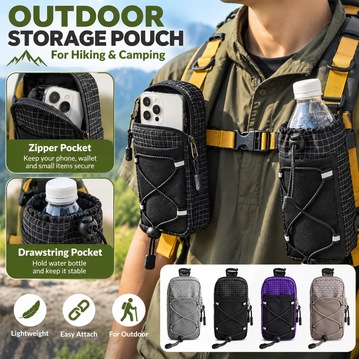Outdoor Hiking Storage Pouch + Backback
